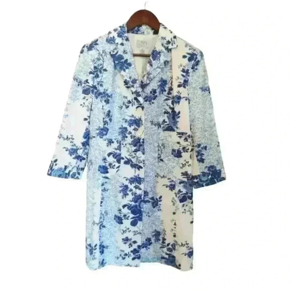NWT Ann Taylor Loft Blue and White Floral Jacket - Picture 2 of 7